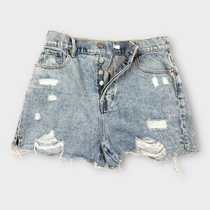 PacSun High Rise Icon Short Light Wash Distressed Denim Cutoff Size 27